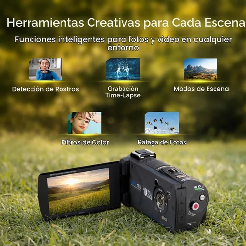 Vista 4 de Minolta MN4K100Z 28MP 4K Ultra HD 3.5" Touch Night Vision Videocámara, B Negro