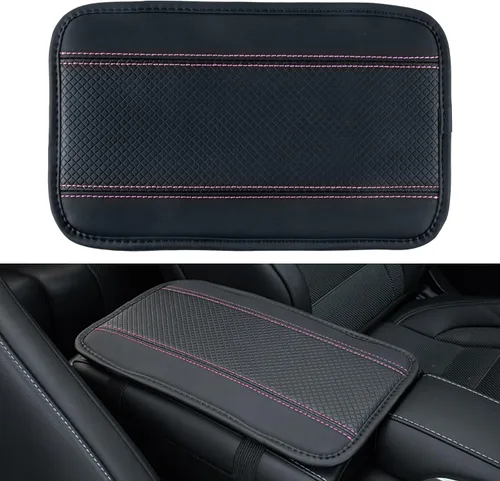 Vista 6 de Amiss - Funda consola central de automóvil, impermeable, transpirable, ajuste universal, accesorios para reposabrazos de cuero para proteger la negro