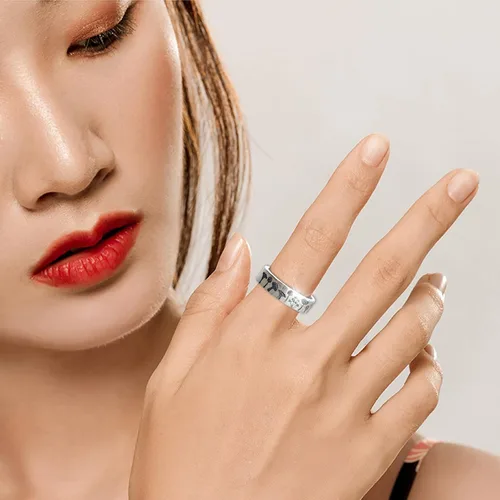 Vista 4 de Anillos para niños callejeros con patrón botánico joyería de moda simple accesorios populares plata 6