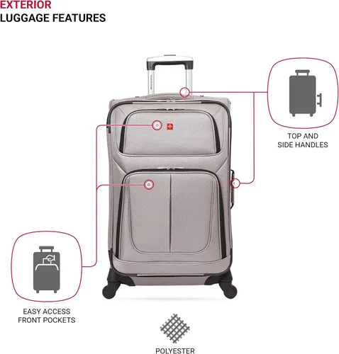 Vista 3 de SwissGear - Equipaje suave expandible Sion con ruedas, Peltre
