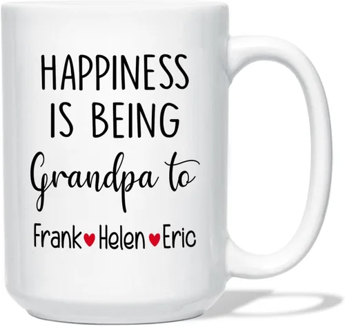 Vista 8 de Taza de café de cerámica con texto en inglés «Best Grandpa Add Photo », regalos para abuelo, abuelo, papá, amapola, Día del Padre, taza de café