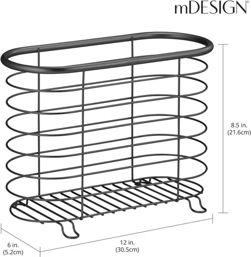 Vista 4 de mDesign Revistero para Baño, Oficina, Entrada - Negro Mate