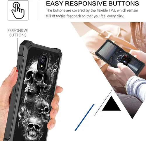 Vista 5 de Funda para Nokia C100 con protector de pantalla de vidrio templado, doble capa resistente a prueba de golpes de policarbonato duro + cubierta