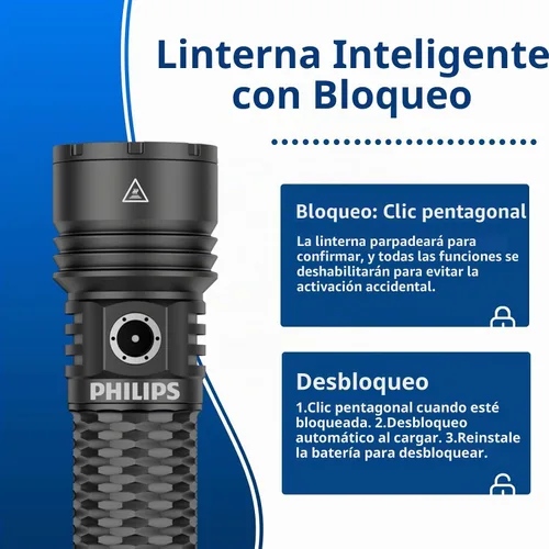Vista 3 de PHILIPS - Linternas recargables de alto lúmenes, 13000 lm, linterna profesional inteligente súper brillante con atenuación continua y memoria