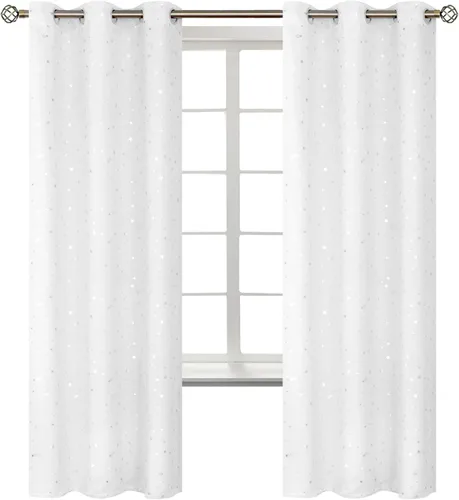 Vista 53 de BGment Cortinas opacas para dormitorio infantil, con aislamiento térmico, con ojales, estampado de estrellas plateadas, cortinas para oscurecer