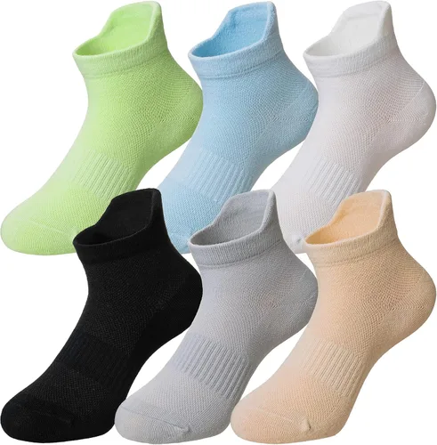 Vista 7 de Calcetines de tobillo para niños, calcetines deportivos de corte bajo de algodón para niños pequeños, 6 pares