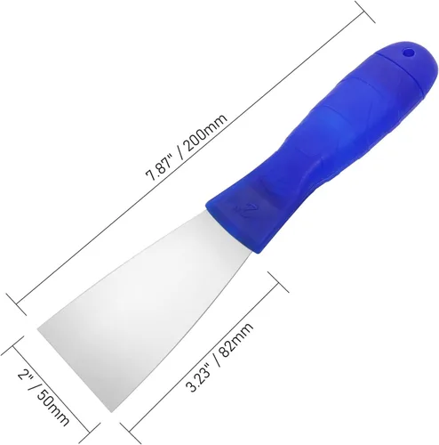 Vista 2 de Cuchillo de masilla, raspador de metal de 2 pulgadas, cuchillos de mango de plástico para paneles de yeso, calcomanías, papel de pared, parches