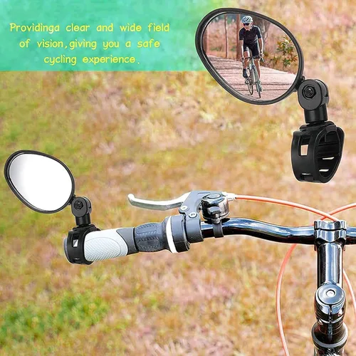 Vista 8 de Espejo universal de bicicleta Espejo retrovisor para manillar Espejo retrovisor rotación de 360 ° Espejo de barra de mango ajustable para bicicleta