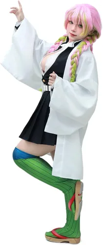 Vista 2 de DAZCOS Mitsuri - Kimono de cosplay para mujer con capa blanca y cinturón XL