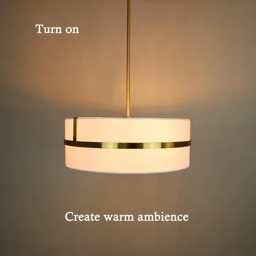Vista 4 de HYDELITE Lámpara colgante dorada con tambor moderno 4 luces con pantalla de lino para comedor, sala de estar, dormitorio, isla de cocina