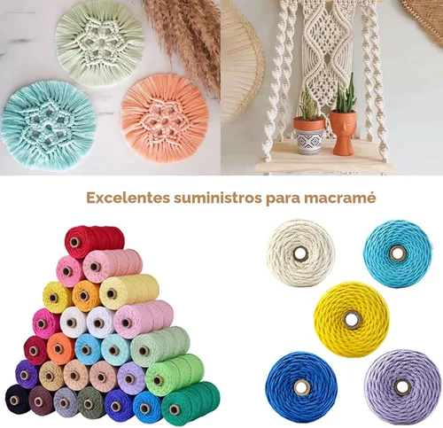 Vista 3 de Cordón de algodón para macramé 3mm x 109 yardas, cuerda de macramé natural color beige, suministros perfectos de algodón para macramé, para hacer