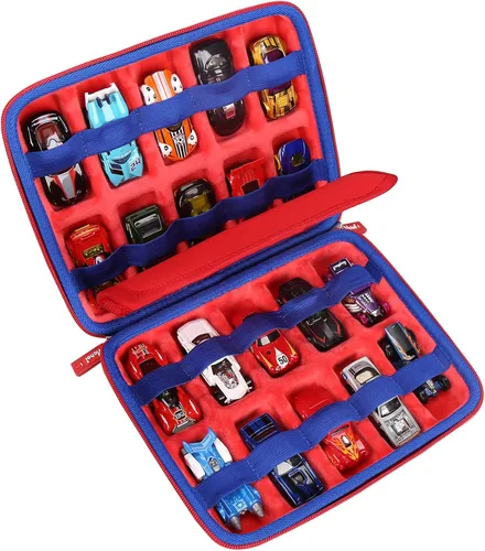 Vista 10 de Mchoi Funda de transporte a prueba de golpes para Hot Wheels 20 coches, solo funda (todo azul)