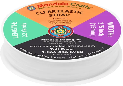Vista 8 de Mandala Crafts 1/2 pulgada ligero y transparente elástico para coser – 33 yardas invisible transparente correas elásticas transparentes