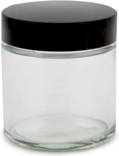 Vista 4 de vivaplex, 12, transparente, 4 oz, redondo tarros de vidrio, con forro interior y negro tapas