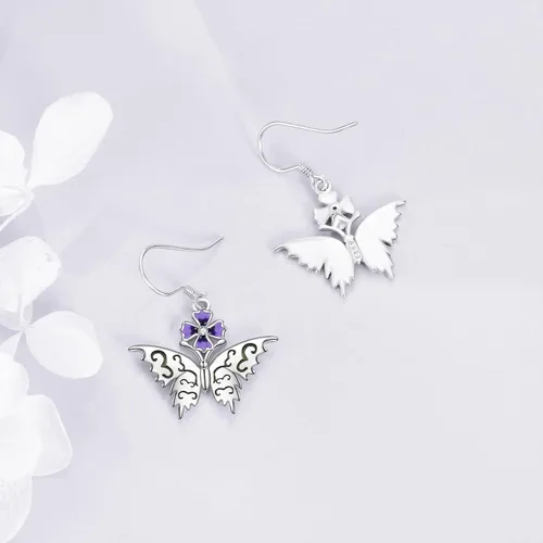Vista 4 de YFN Aretes colgantes de plata de ley para mujeres y niñas, diseño de dragón, lobo, zorro, perezoso, gato, murciélago, joyería para regalo