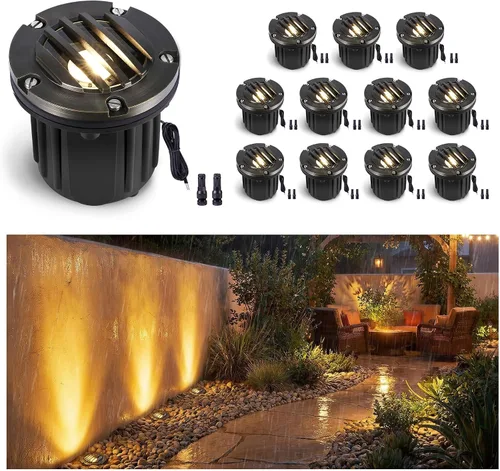 Vista 14 de Gardenreet Luz de pozo de latón - Iluminación de paisaje impermeable para exteriores de 12V LED enterrada, lámpara de bajo voltaje con bombilla