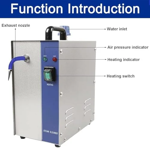 Vista 4 de Máquina limpiadora de vapor para joyas, limpiador ultrasónico de acero inoxidable de 1300 W, 275.0 °F para anillos, relojes, pendientes y plata 2L