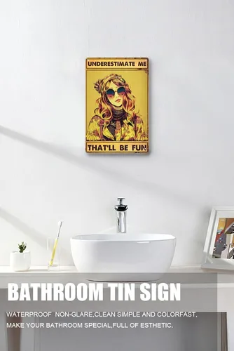 Vista 2 de Underestimate Me That'll Be Fun - Cartel de metal con texto en inglés «Underestimate Me That'll Be Fun», texto divertido para mujeres, BFF