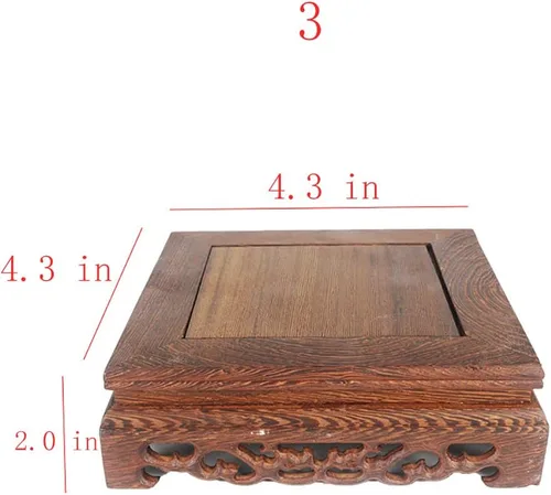 Vista 2 de GOLDY&WENDY Base de madera rectangular florero planta pecera escultura soporte de exhibición artesanía casera pedestal retro oriental carved