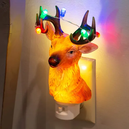 Vista 2 de Roman Busto de ciervo de 8.75 pulgadas con asta iluminada parpadeo nocturno