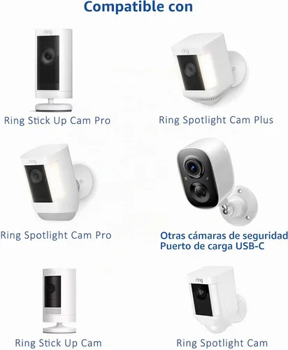 Vista 2 de Panel solar de 4 W para cámaras de exterior de anillo, 1 paquete de panel solar compatible con todas las nuevas baterías de cámara para exteriores