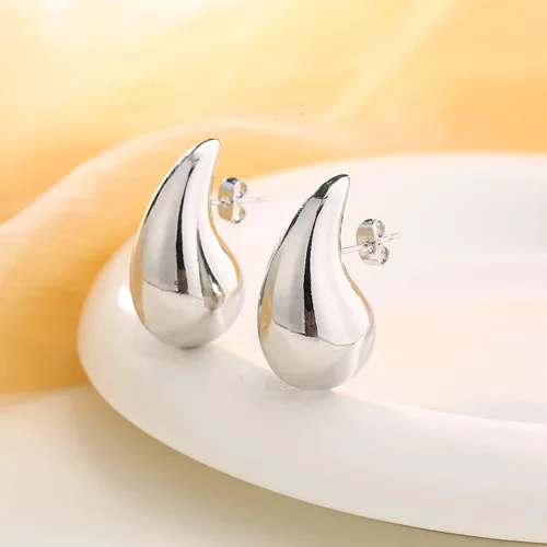 Vista 5 de Aretes de lágrima extra grandespequeños para mujer, chapados en oro, huecos, gruesos, hipoalergénicos, ligeros, huecos, aretes de gota de agua