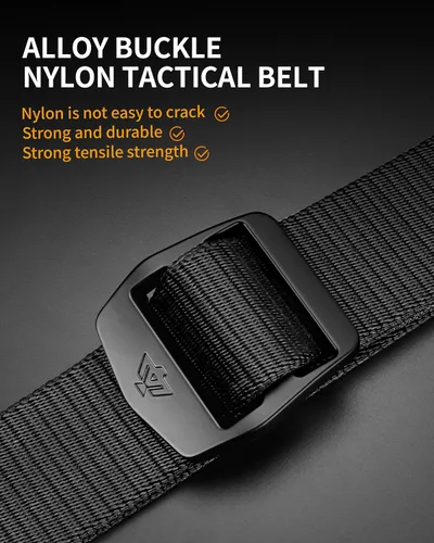Vista 2 de Cinturón de nailon para hombre, cinturones tácticos, cinturón de lona transpirable con hebilla