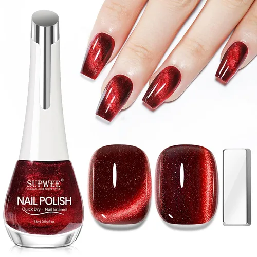 Vista 21 de Esmalte de uñas de ojo de gato con perla de sirena, secado rápido, esmalte de uñas magnético sin gel con imán, esmalte de uñas de ojo de gato