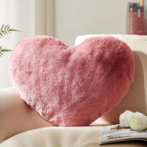 Vista 17 de YRXRUS Almohadas de corazón, almohada en forma de corazón, pequeñas almohadas de corazón rosa polvoriento para regalos, almohadas de imitación