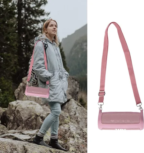 Vista 7 de co2CREA Funda de silicona suave de repuesto para altavoz Bluetooth portátil JBL Flip 6 (funda rosa)