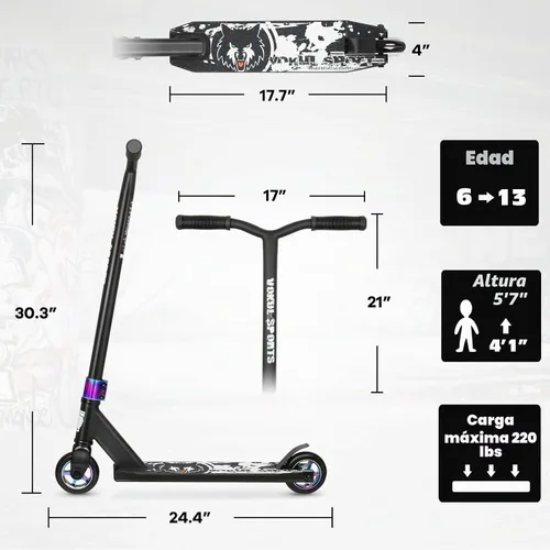 Vista 6 de Pro Scooter - Trick Scooters Entry Level Stunt Scooter for Kids Ages 6-12 Years and Up, Lightweight Complete BMX Freestyle Scooter for Beginners