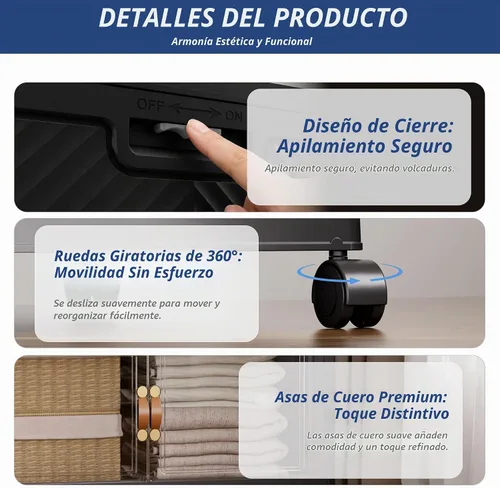 Vista 6 de SAILUN 146QT - Contenedores de almacenamiento apilables con tapa, armario Negro-165qt