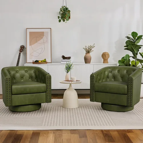 Vista 21 de Silla giratoria decorativa, moderna tapizada con brazo curvado, tela de terciopelo, cómoda silla de lectura con base de madera maciza para sala