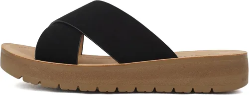 Vista 15 de Soda LUCY ~ Sandalias de plataforma plana con tiras cruzadas y puntera abierta para mujer, estilo deslizante de moda Todo negro