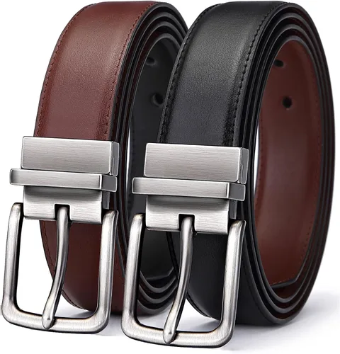 Vista 9 de BULLIANT Cinturón de cuero reversible para hombre, recortable, 1.25 Negro/Café Antiguo1033