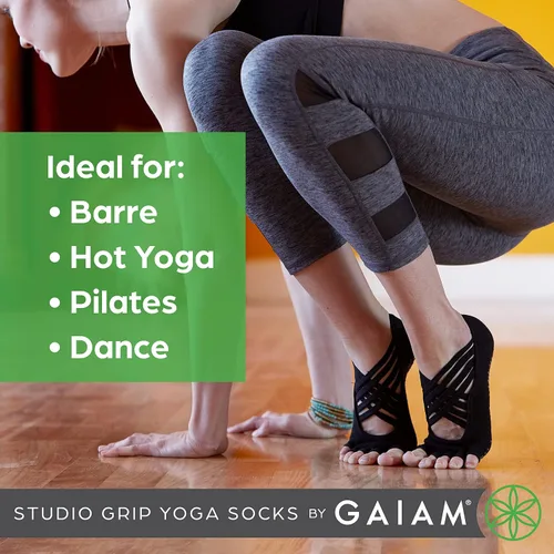 Vista 3 de Gaiam Grippy Studio Yoga Socks for Extra Grip in Standard or Hot Yoga
