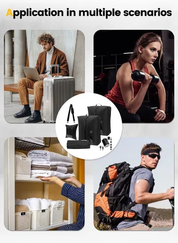 Vista 8 de Bolsas de vacío de viaje con bomba, IP67, reutilizables, impermeables, de nailon, bolsas de compresión con ventana transparente para llevar