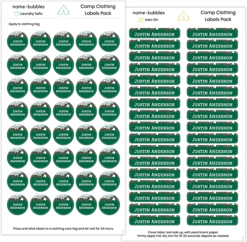Vista 9 de Name Bubbles - Etiquetas de nombre personalizadas - Etiquetas personalizadas para guardería, escuela y campamento (74), planchables y adhesivas