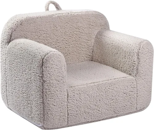 Vista 11 de MOMCAYWEX Silla de Sherpa Suave y Acogedora para Niños, Silla de Espuma Acogedora para Niños Pequeños para Niños y Niñas, Crema