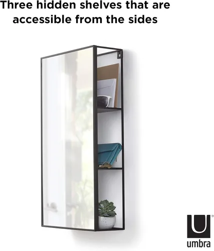 Vista 4 de Umbra Cubiko - Armario de almacenamiento rectangular de metal negro de 24 x 12 pulgadas con 3 estantes