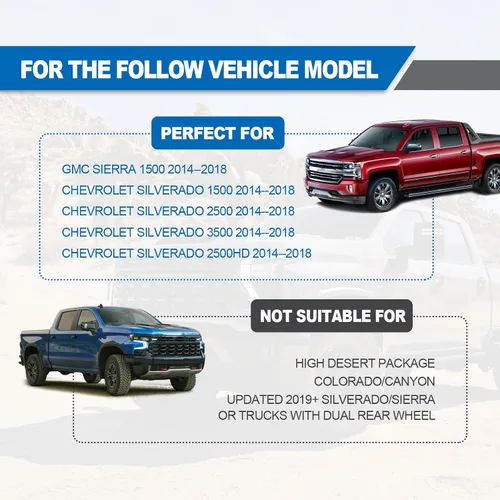 Vista 6 de Fundas de bolsillo para estaca para riel de cama, compatibles con GMC Sierra 1500/Chevy Silverado 1500 2014-2018 y Silverado/Sierra 2500/3500HD