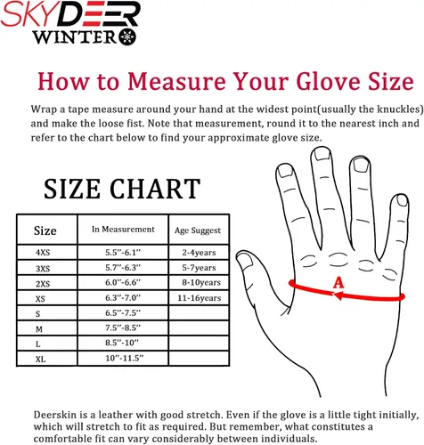 Vista 5 de SKYDEER Guantes de esquí súper cálidos con piel de ciervo suave y aislamiento Thinsulate de 150 G 3M (SD8753M)