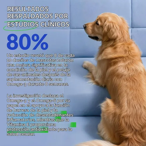 Vista 3 de Aceite de pescado Omega 3 para perros, 120 tabletas masticables - con Omega 3, 6 y 9, vitamina E para el desprendimiento de perros, picazón, piel