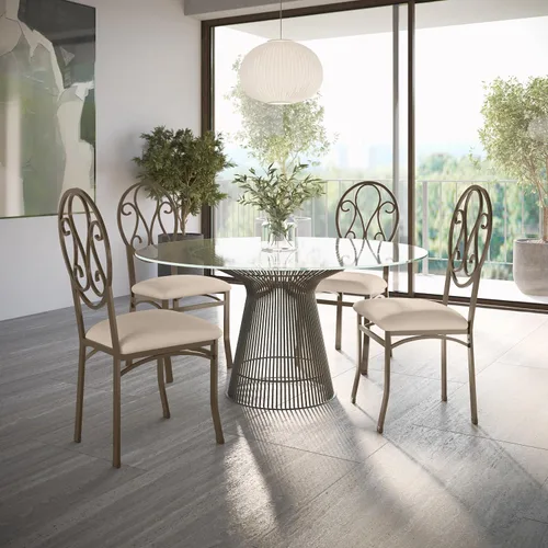 Vista 6 de SEI Furniture Lucianna - Juego de 4 sillas de comedor, marco marrón oscuro con asiento de gamuza beige