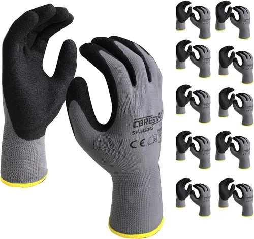 Vista 7 de Corestar Safety - Guantes de trabajo de microespuma de nitrilo con revestimiento de palma de nailon sin costuras