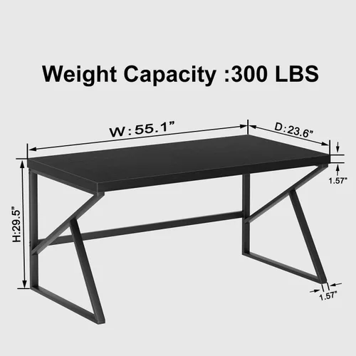 Vista 2 de HSH - Escritorio negro, escritorio moderno industrial para computadora de oficina en casa, escritorio para laptop y PC para estudiantes, trabajo