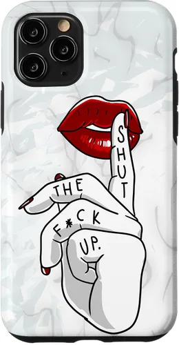 Vista 29 de STFU - Funda de regalo para iPhone 17 con texto en inglés "Lips Cool Swear Words Cussin Saying Women Bad Girs