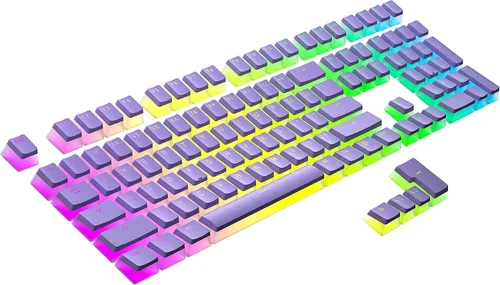 Vista 10 de Ranked Teclas Pudding PBT 112 Juego de teclas de doble disparo translúcidas ANSI EE. UU. e ISO Perfil OEM para teclado mecánico RGB de juego