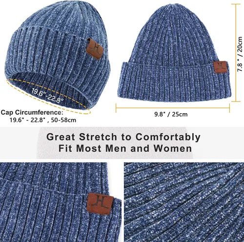 Vista 2 de Gorro de punto de invierno para mujer + bufanda larga + guantes para pantalla táctil, gorro de calavera, bufandas para el cuello para mujeres
