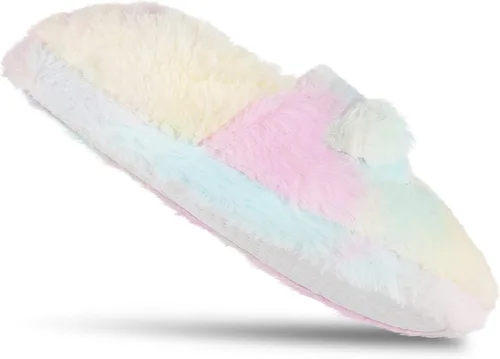 Vista 5 de Jessica Simpson Pantuflas de felpa lindas y acogedoras con espuma viscoelástica para niña